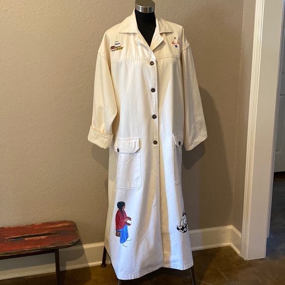 VTG Western Hand Painted Duster Coat Unique 80’s Cowgirl Yellowstone Beth Dutton - Picture 3 of 16